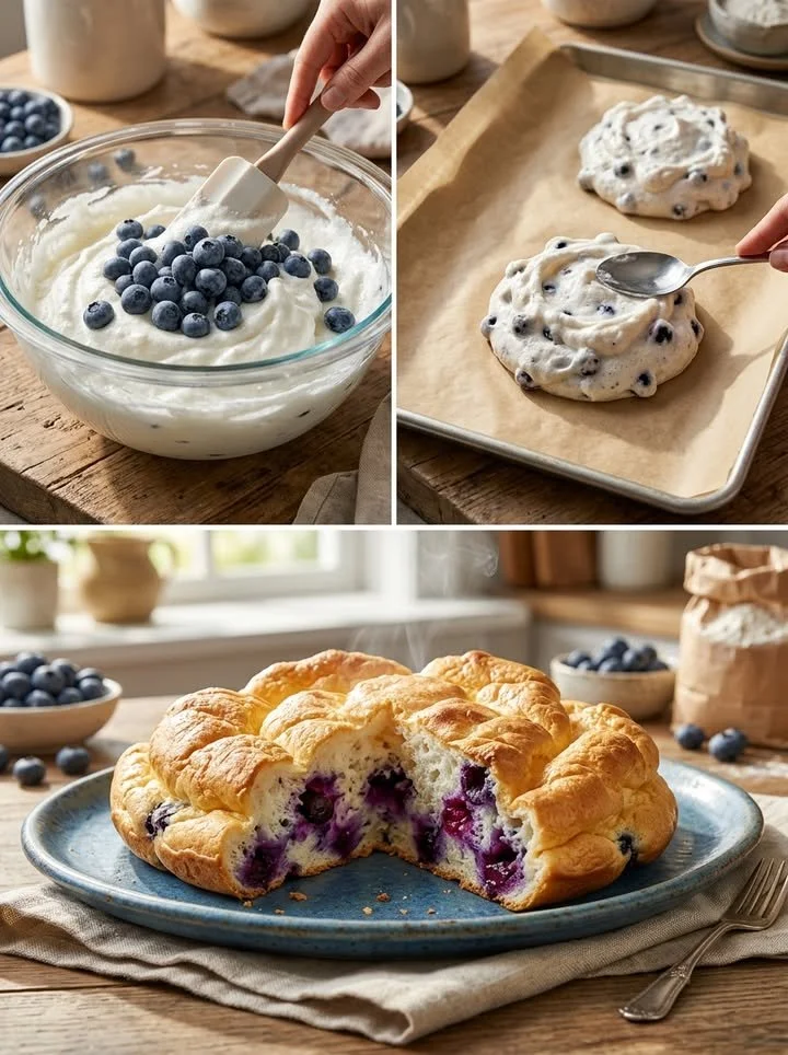 Heidelbeer-Wolkenbrot - leichtes und fluffiges Brot mit frischen Heidelbeeren