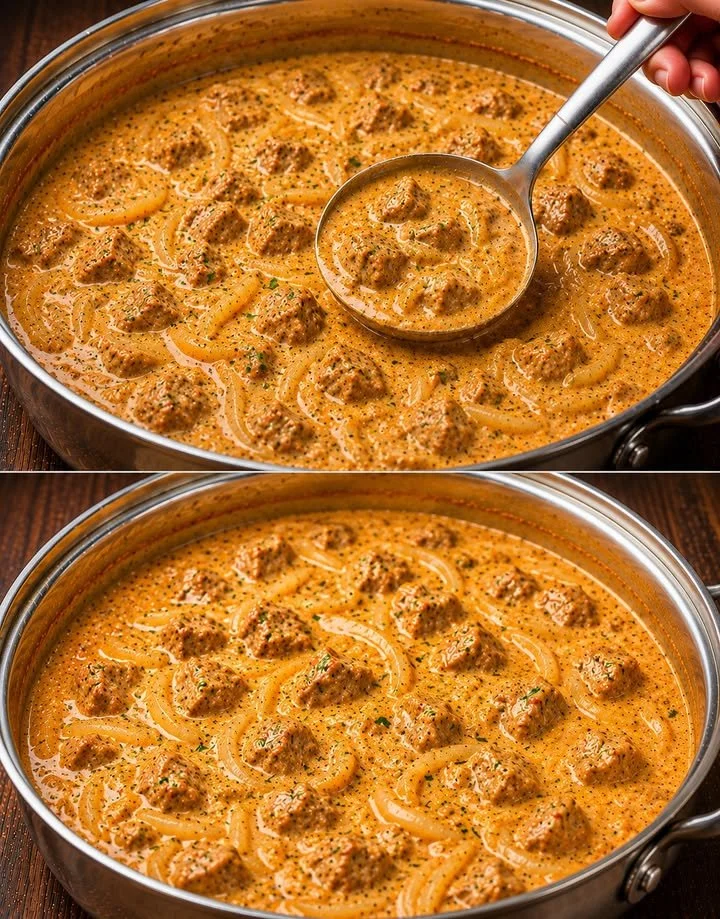 Schmackhafte Hexensuppe in einer bunten Halloween-Dekoration serviert