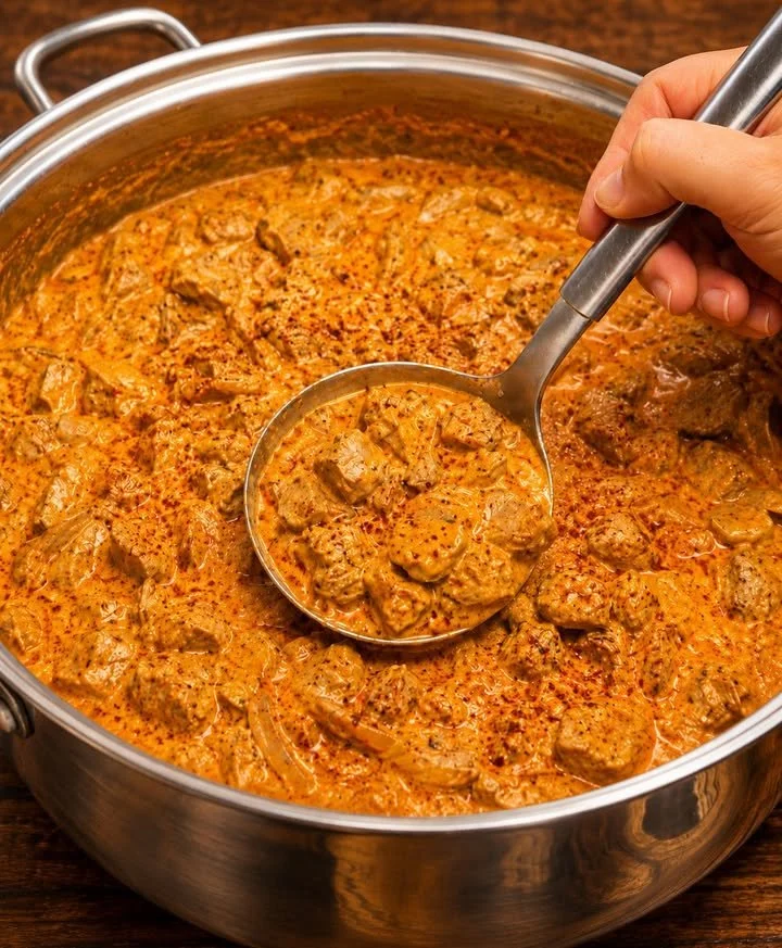 Eine Schüssel Hexensuppe gefüllt mit grünem Gemüse und Gewürzen für Halloween