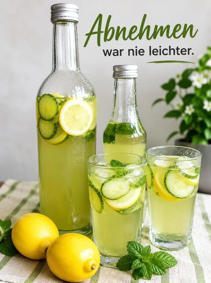Glas mit Ingwer Zitronenwasser, gesund und erfrischend.