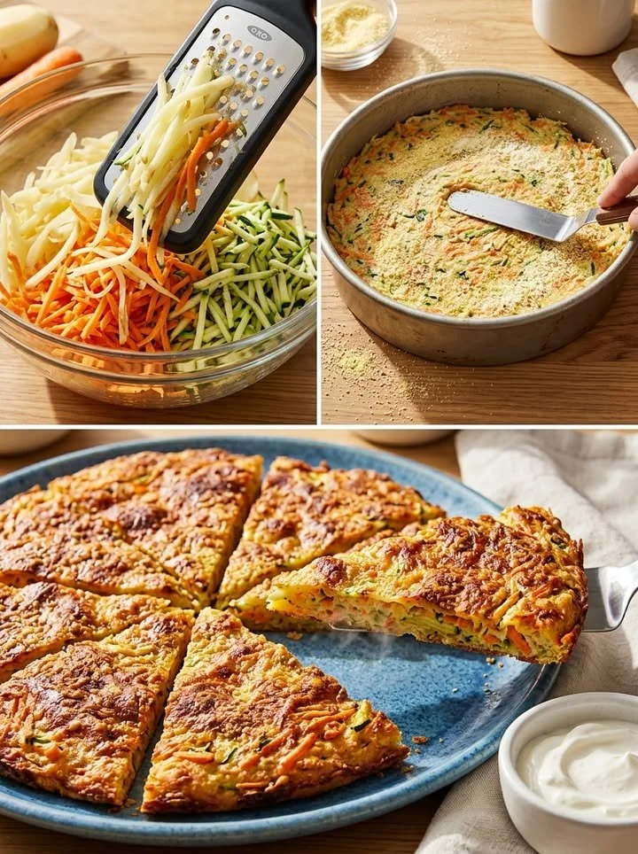 Italienische Gemüse-Schiacciata mit buntem Gemüse auf einem Holzbrett