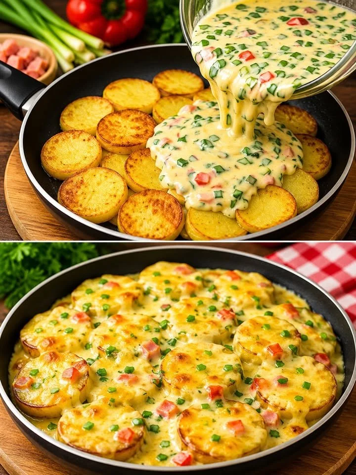 Leckeres Kartoffel-Käse-Gratin frisch aus dem Ofen