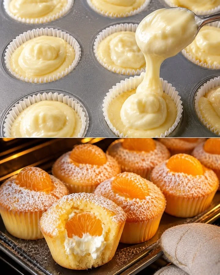 Käsekuchen Muffins auf einem Teller, frisch gebacken und dekoriert