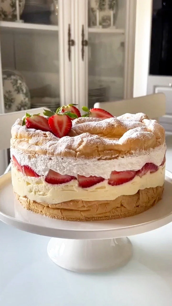 Große Prinzessinnenkrapfen mit Erdbeeren – die perfekte Sommertorte