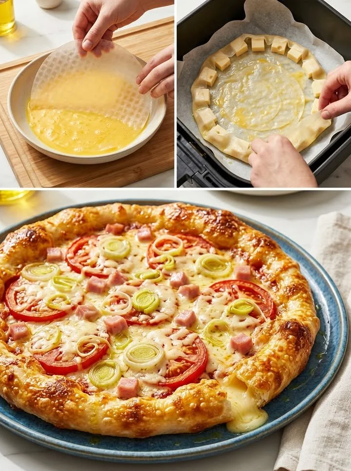 Krosse 12-Minuten Air Fryer Pizza frisch aus dem Heißluftfryer