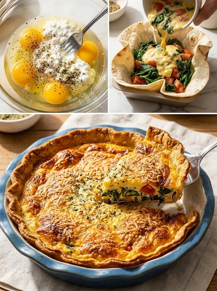 Krosses Tortilla-Quiche-Wunder mit frischen Zutaten auf einem Teller.