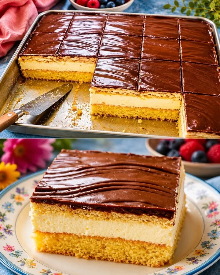 LPG Kuchen aus der DDR auf einem rustikalen Tisch serviert.