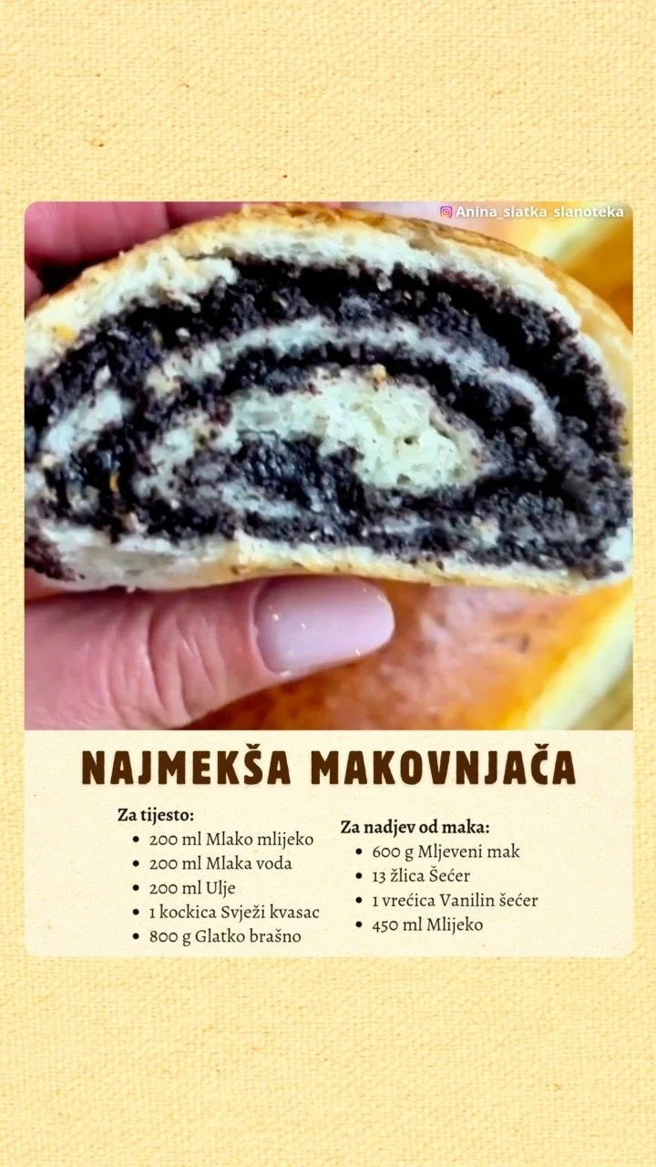 Makovnjaca nach altem Rezept - Traditioneller Mohnstrudel auf einem Teller