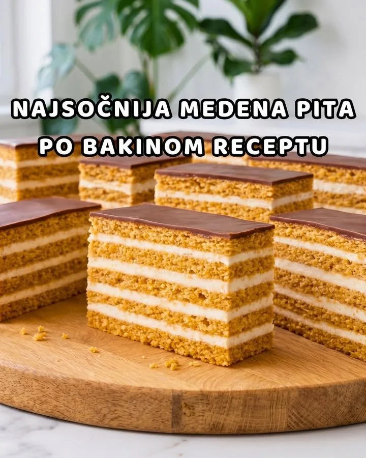 Aufschnitt der Medena Pita, einem traditionellen honiggesüßten Gebäck.
