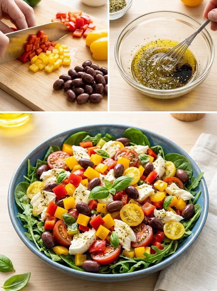Mediterraner Farb-Wunder-Salat mit frischen Zutaten und lebendigen Farben
