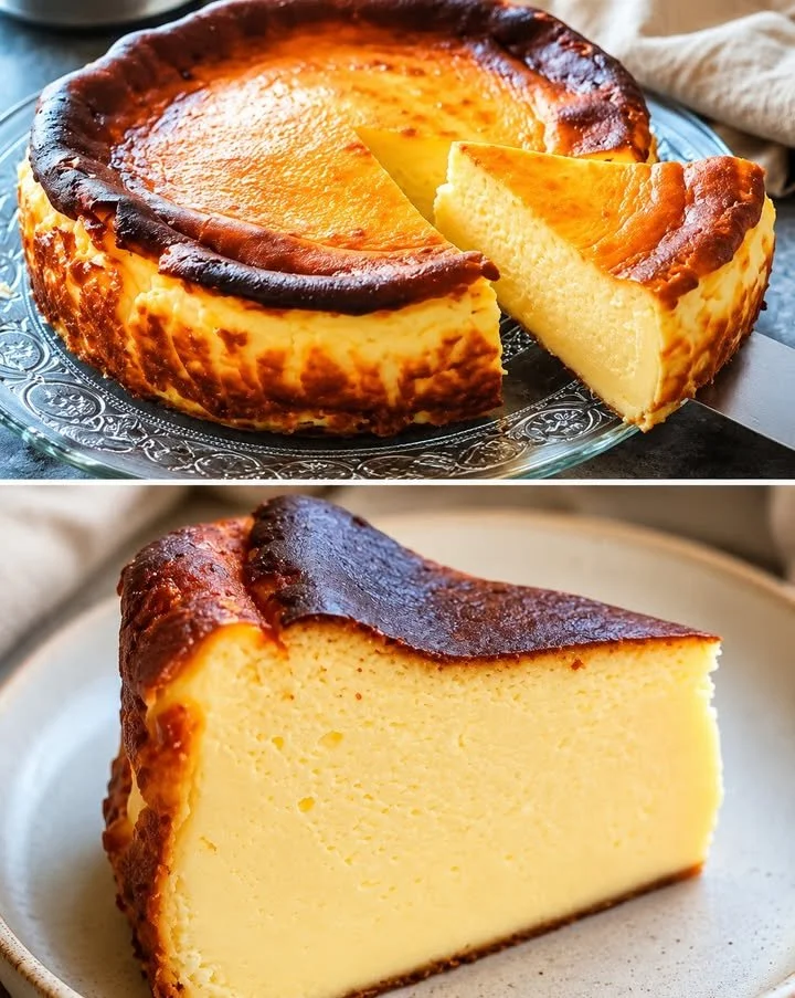 Schneller Käsekuchen auf einem Teller, serviert mit frischen Früchten.