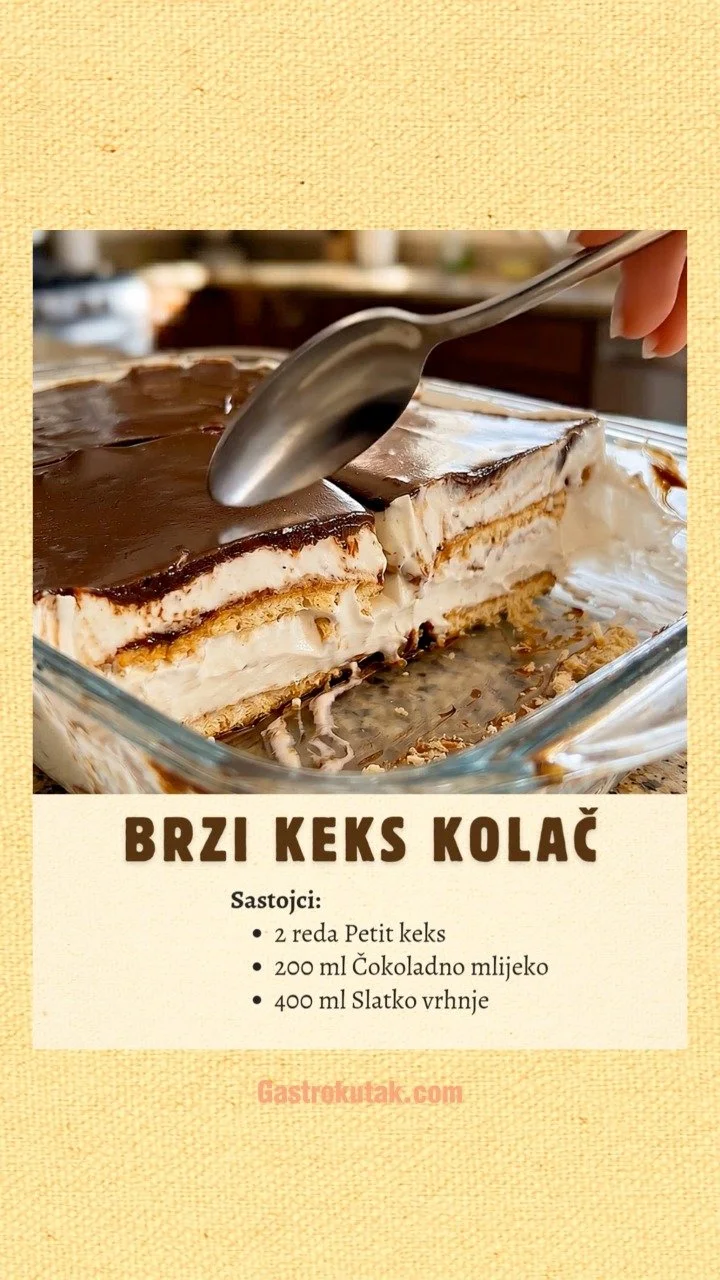 Schneller Keks-Kuchen ohne Backen, serviert mit Schokoladenglasur