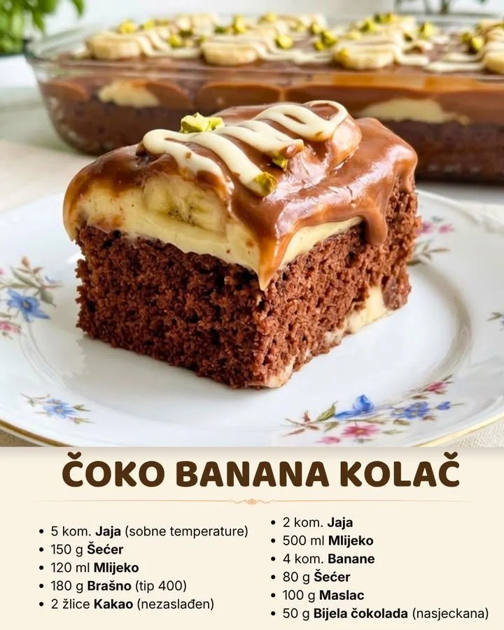 Saftiger Schokoladen-Bananenkuchen mit Bananen und Schokolade