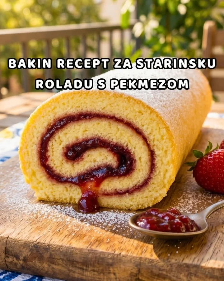 Starinska Rolle mit Marmelade auf einem Teller serviert