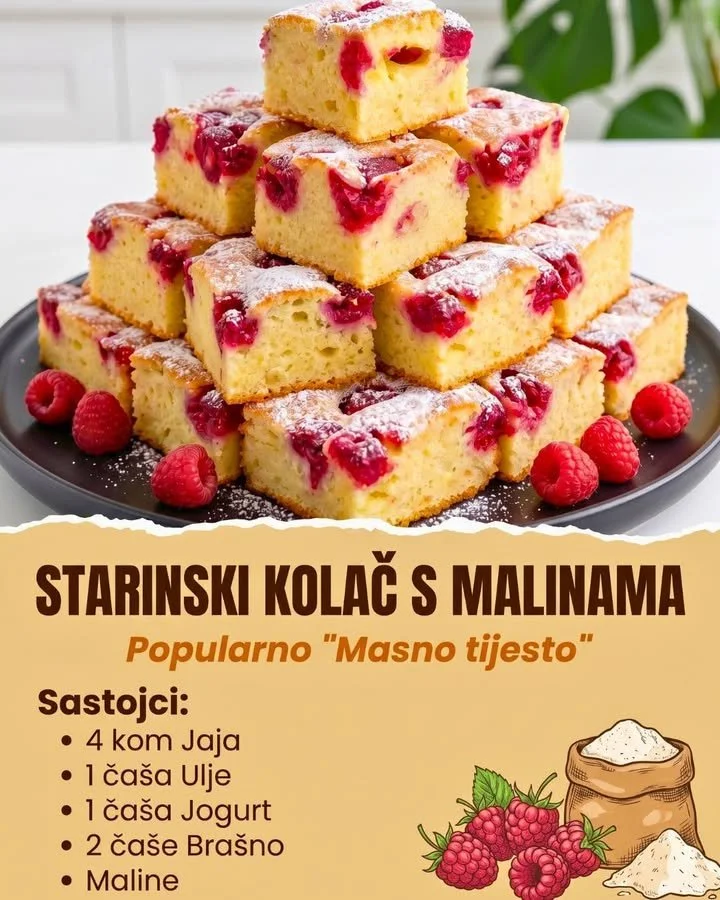 Sterntaler-Kuchen mit Himbeeren, frisch gebacken und dekoriert