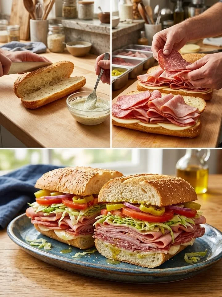 XL-italienisches Deli-Sandwich mit frischen Zutaten und köstlichen Aromen