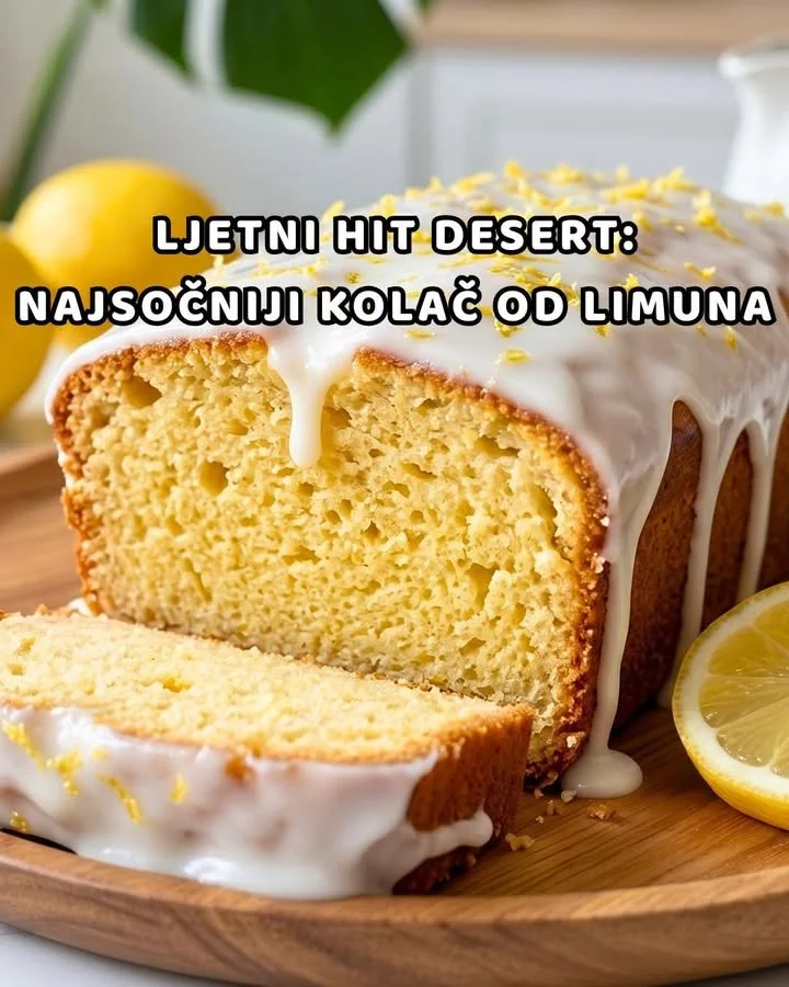 Zitronenkuchen aus dem Mixer auf einem Teller serviert