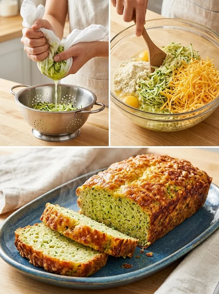 Frisches Zucchini-Käse-Brot auf einem Holzbrett serviert