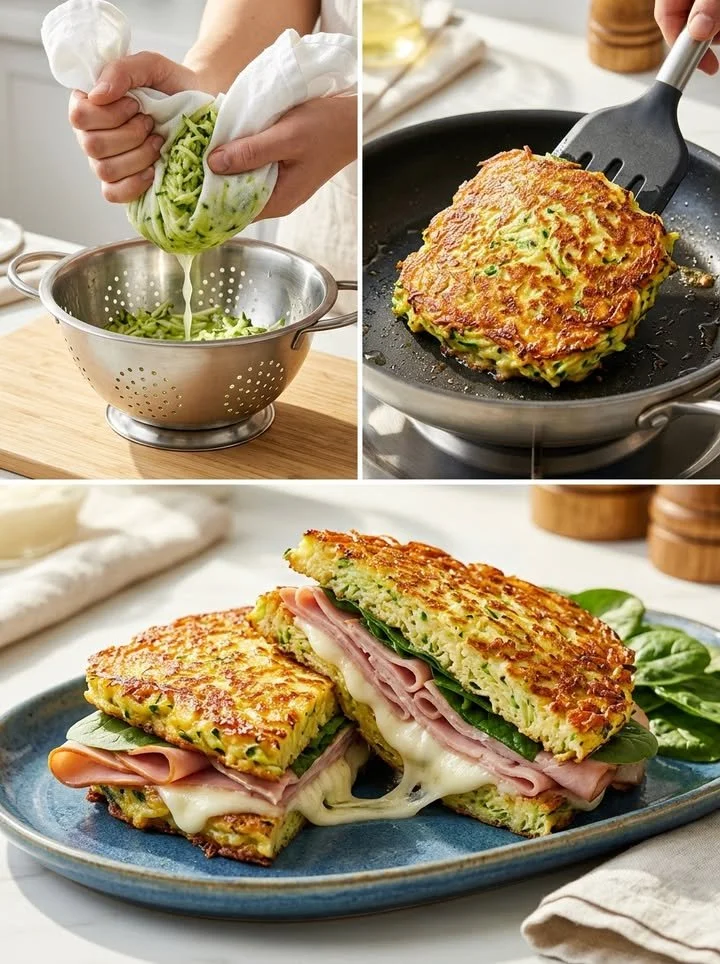 Leckeres Zucchini-Käse-Toast frisch aus dem Ofen
