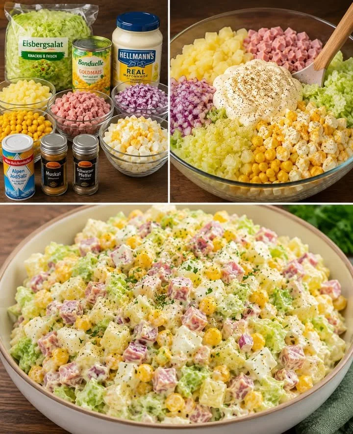 Bunte Vielfalt: 7 Tassen Salat in einer appetitlichen Anrichtung