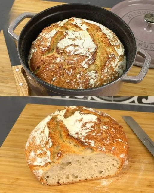 Altes Hausbrot frisch gebacken auf einem Holzbrett.