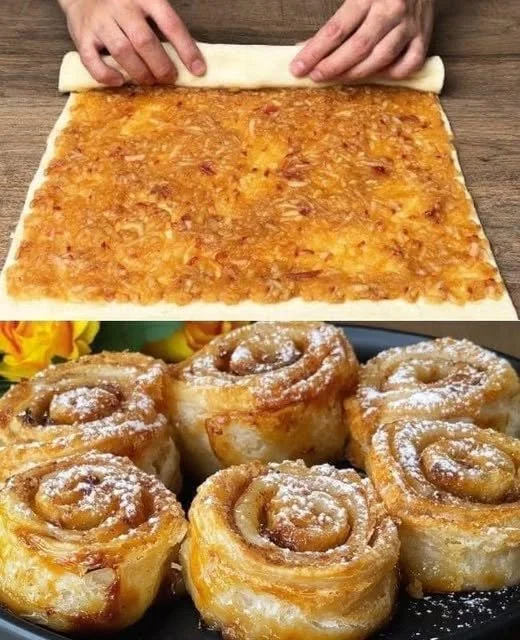 Apfel-Blätterteig-Dessert mit frischen Äpfeln und goldbraunem Teig