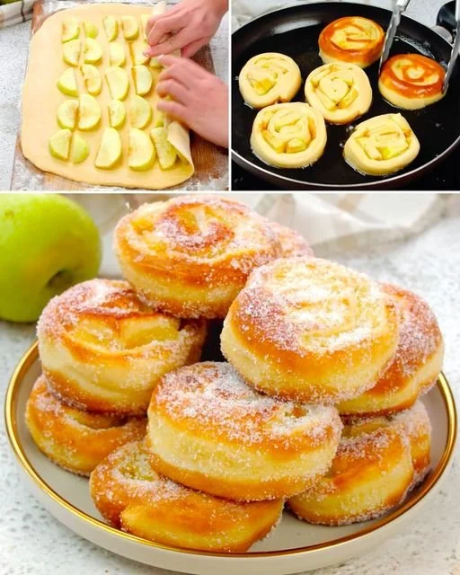 Leckere Apfelkrapfen mit Äpfeln und Zuckerguss
