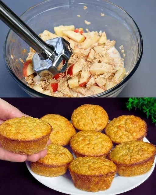 Leckere und saftige Apfelmuffins frisch gebacken auf einem Tisch