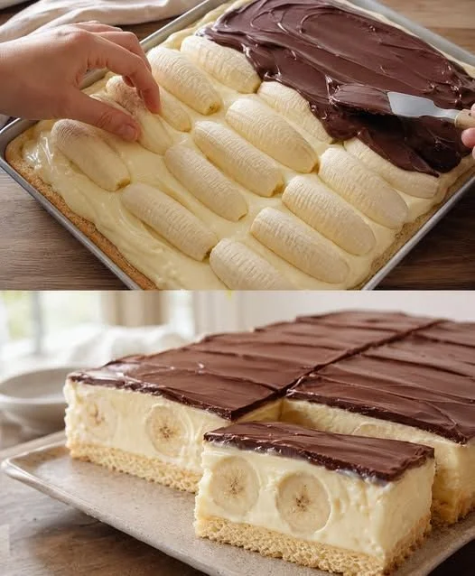 Leckere Bananen-Schnitten auf einem Teller, dekoriert mit frischen Bananen.