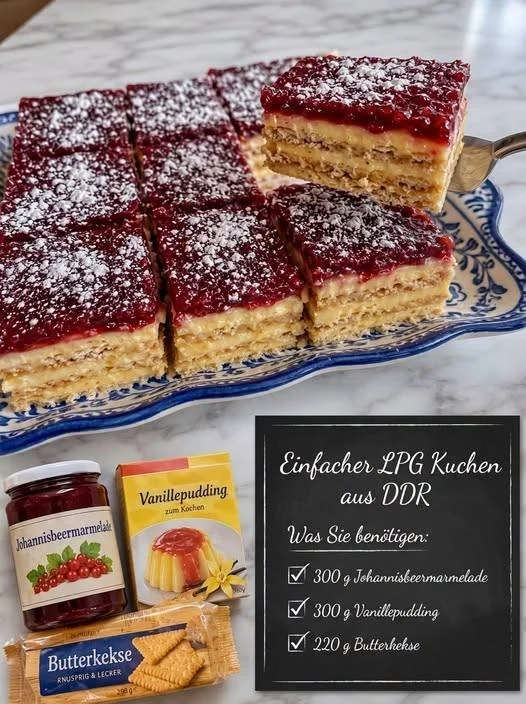DDR-LPG-Kuchen ohne Backen in appetitlicher Anrichtungsweise