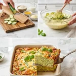 Der berühmte unsichtbare Zucchini-Kuchen auf einem Teller, frisch gebacken.