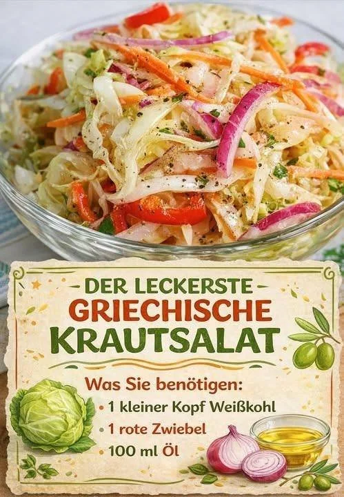 Schüssel mit leckerem griechischen Krautsalat aus frischem Gemüse