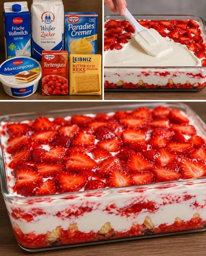 Schnelles Erdbeer Tiramisu Rezept in 10 Minuten mit frischen Erdbeeren