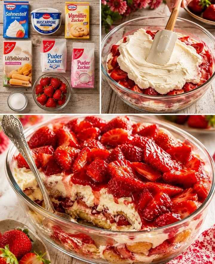 Schnelles und leckeres Erdbeer Tiramisu in 10 Minuten zubereitet