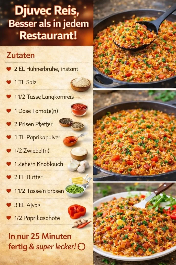 Djuvec-Reis mit buntem Gemüse und aromatischen Gewürzen auf einem Teller