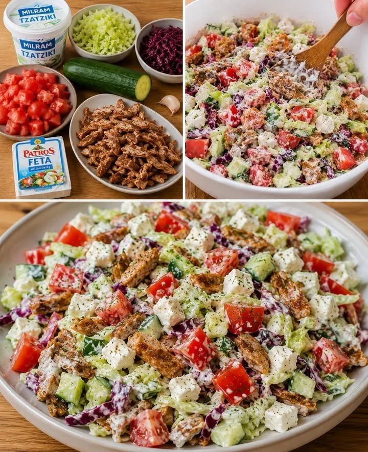 Leckerer Döner Salat mit frischen Gemüse und würzigem Fleisch