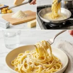 Echte originale römische Fettuccine Alfredo auf einem Teller serviert