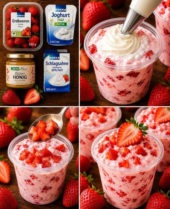 Erdbeer Joghurt Traum - cremiger Erdbeer Joghurt in einer Schale