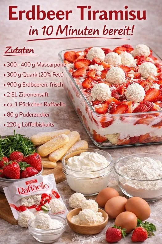 Erdbeer Raffaello Tiramisu in einer eleganten Dessertschale