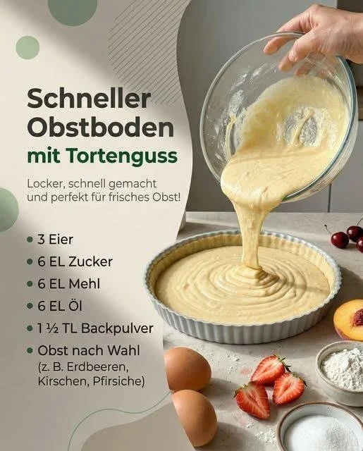 Flinker Früchtekuchen mit bunter Götterspeise auf einem Teller
