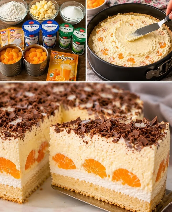 Frische Calypso Torte mit fruchtigem Belag und Schokoladenglasur