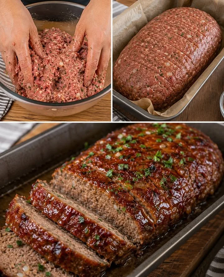 Leckereien vom Hackbraten, frisch zubereitet und serviert auf einem Teller.