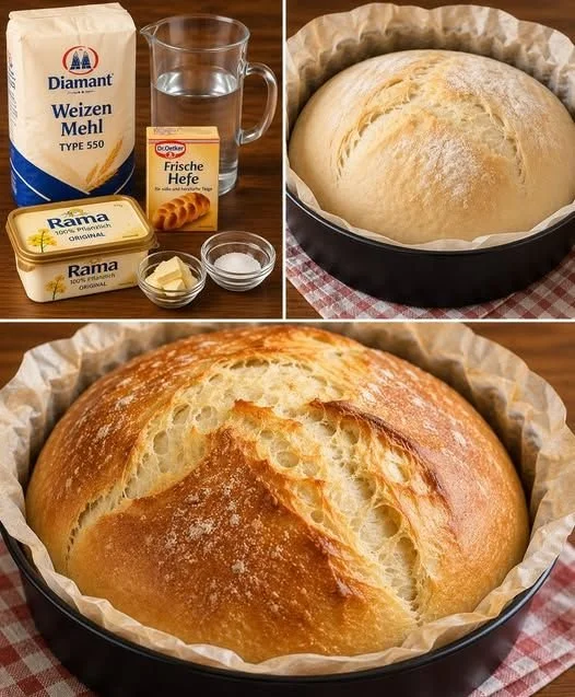 Frisch gebackenes Hausbrot auf einem Holzbrett