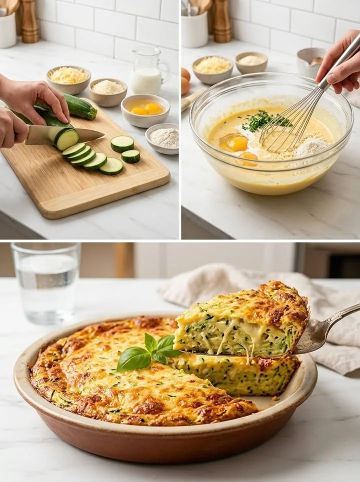 Herzhafter Zucchini-Käsekuchen mit frischem Gemüse und Käse.