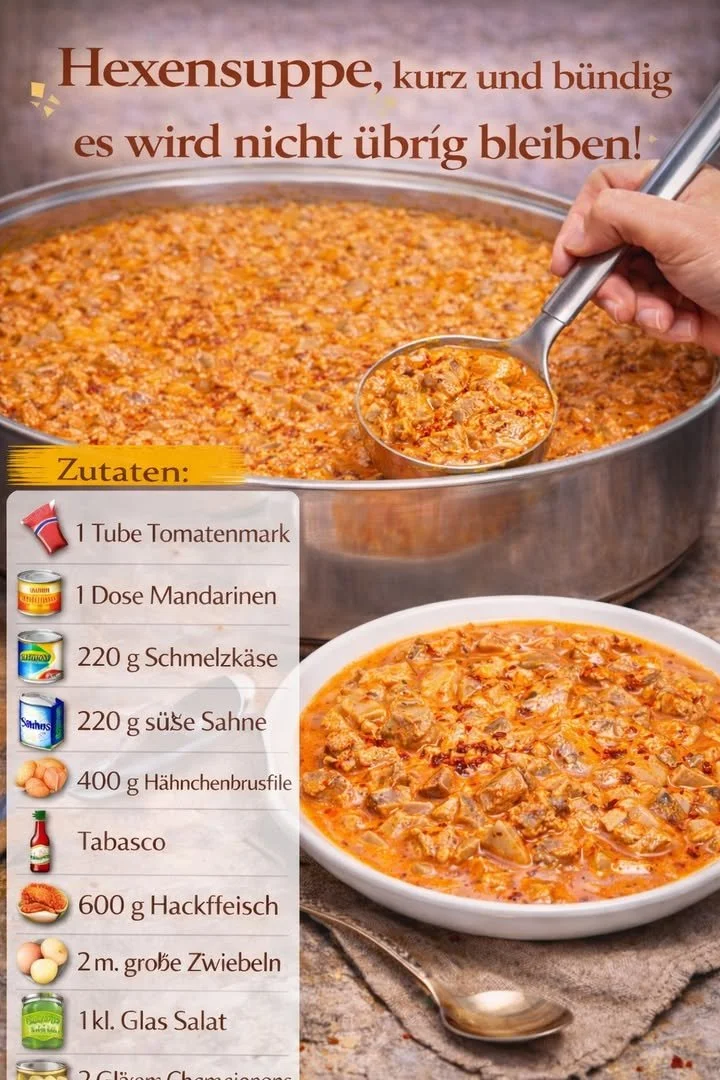 Eine köstliche Schüssel Hexensuppe mit frischen Zutaten und einem Hauch Magie.