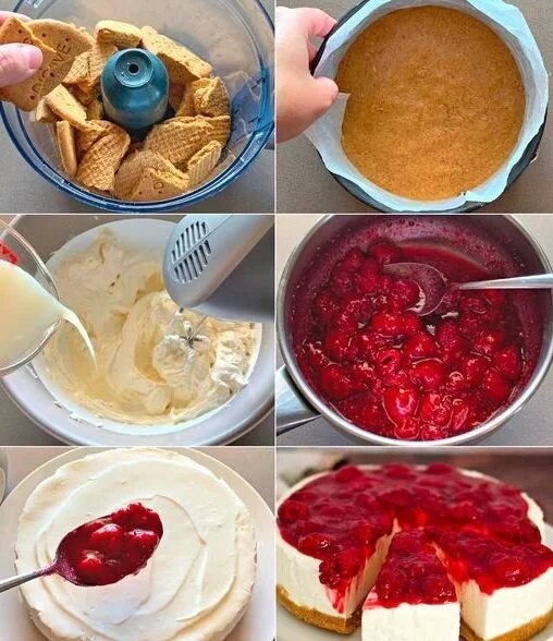 Himbeer Käsekuchen mit frischen Himbeeren und cremiger Käsefüllung