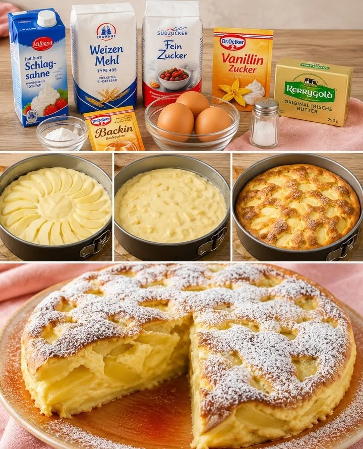 Italienischer Apfelkuchen mit frischen Äpfeln und Zimt