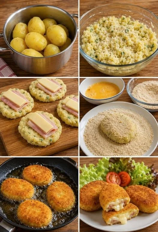 Leckeres Kartoffel-Cordon-Bleu auf einem Teller serviert