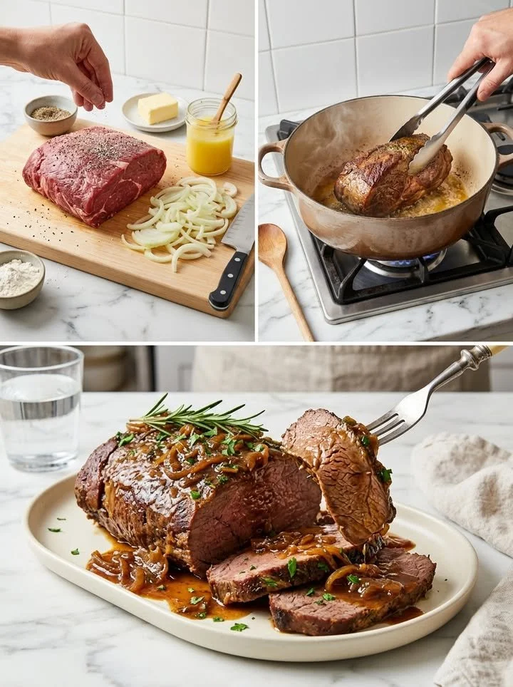 Klassischer Sonntags-Rinderbraten, perfekt zubereitet für festliche Anlässe.
