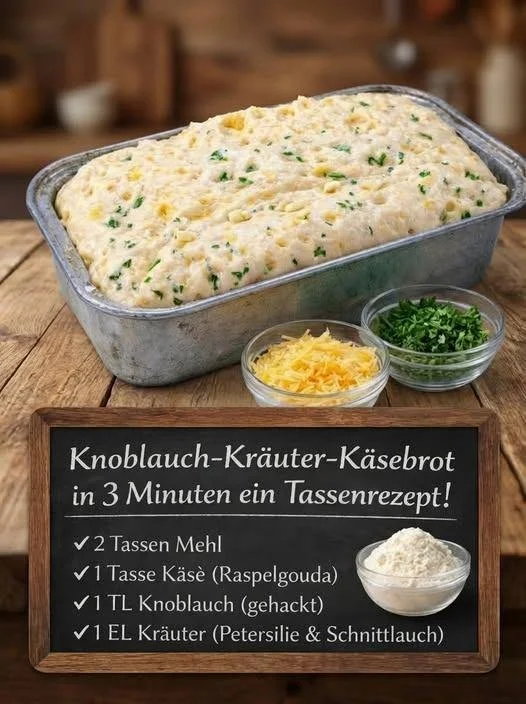 Knoblauch-Kräuter-Käsebrot, schnell und einfach zubereitet in 3 Minuten